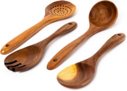 Unbranded Natural 30Cm 7 Piece Acacia Wood Kitchen Utensil Set - thumbnail 2