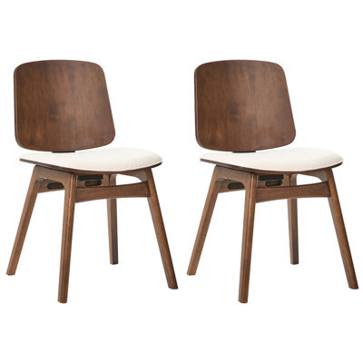 Beliani Set Of 2 Dining Chairs Charleston Wood Brown/ Light Beige - image 1