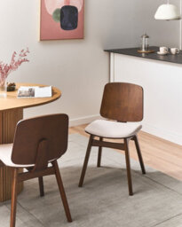 Beliani Set Of 2 Dining Chairs Charleston Wood Brown/ Light Beige - thumbnail 2