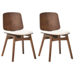 Beliani Set Of 2 Dining Chairs Charleston Wood Brown/ Light Beige - thumbnail 1