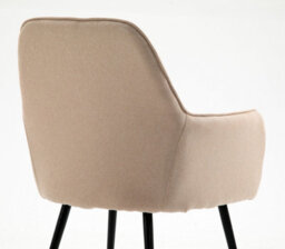 Hallowood Furniture Finley Small Round Dining Table In Black Finish With 4 Light Brown Fabric Armed Chairs - thumbnail 9