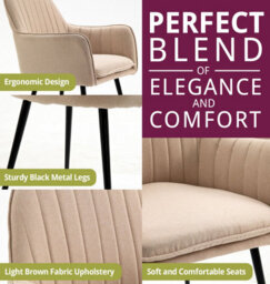 Hallowood Furniture Finley Small Round Dining Table In Black Finish With 4 Light Brown Fabric Armed Chairs - thumbnail 5