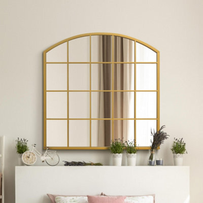 Mirroroutlet The Arcus Gold Framed Arched Window Leaner/wall Mirror 100Cm X 100Cm - image 1