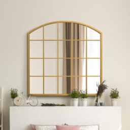 Mirroroutlet The Arcus Gold Framed Arched Window Leaner/wall Mirror 100Cm X 100Cm