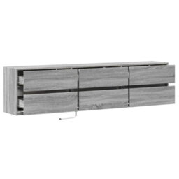 Berkfield Tv Wall Cabinet With Led Grey Sonoma 180X31X45 Cm - thumbnail 9