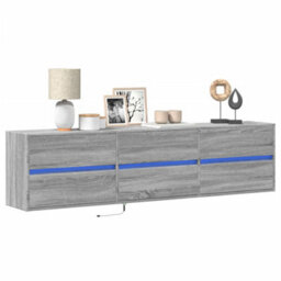 Berkfield Tv Wall Cabinet With Led Grey Sonoma 180X31X45 Cm - thumbnail 1