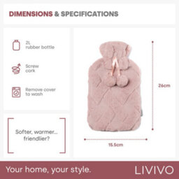 Livivo Criss Cross Hot Water Bottle - Pink - thumbnail 5