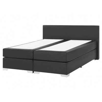 Beliani Divan Bed Faux Leather President 160 X 200 Cm (Eu King Size) Black - image 1