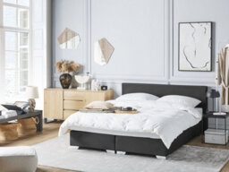 Beliani Divan Bed Faux Leather President 160 X 200 Cm (Eu King Size) Black - thumbnail 2