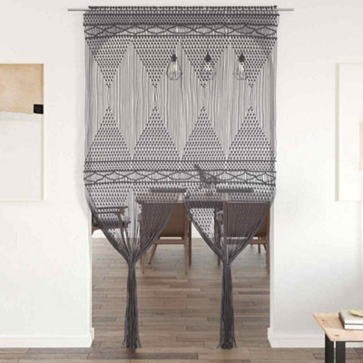 Berkfield Macrame Curtain Anthracite 140X240 Cm Cotton - image 1