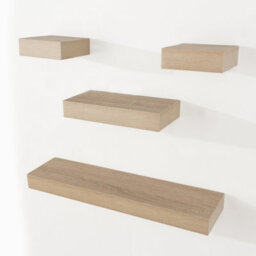 Core Products Oak-Effect Floating Wall Shelves - 4-Piece Hudson Narrow Set For Display And Storage - thumbnail 2
