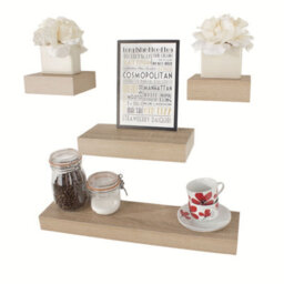 Core Products Oak-Effect Floating Wall Shelves - 4-Piece Hudson Narrow Set For Display And Storage - thumbnail 5