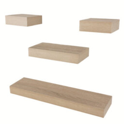 Core Products Oak-Effect Floating Wall Shelves - 4-Piece Hudson Narrow Set For Display And Storage - thumbnail 6