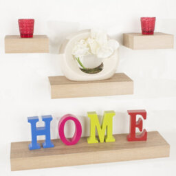 Core Products Oak-Effect Floating Wall Shelves - 4-Piece Hudson Narrow Set For Display And Storage - thumbnail 4