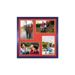 AK Frames 12X12 Purple Sleek Multi Photo Frame With Poppy Red Mount - Holds 4 Apertures (4X) 6X4 Photos - thumbnail 1