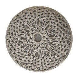 Wyld Haus Como Boho Crochet Cotton Footstool Grey With Mango Wood Legs - thumbnail 8