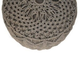 Wyld Haus Como Boho Crochet Cotton Footstool Grey With Mango Wood Legs - thumbnail 5