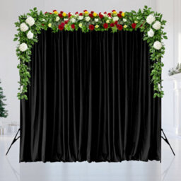 Neel Blue Black Velvet Backdrop Curtain Wrinkle-Free Polyester Fabric Background With Drapes, 3X3 Metres