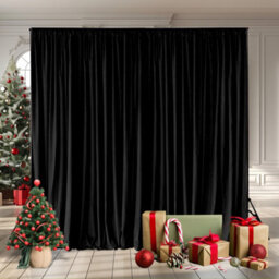 Neel Blue Black Velvet Backdrop Curtain Wrinkle-Free Polyester Fabric Background With Drapes, 3X3 Metres - thumbnail 6