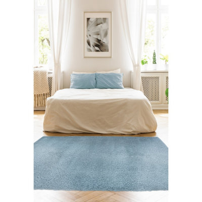 Melrose Super Soft Venus Shaggy Snuggly Plain Denim Large Area Rug 160/230Cm - image 1