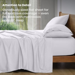 Aspire Homeware 100% Egyptian Cotton Flat Sheet Deep Coverage Ultracool Flat Bedding White Sheet Super King, (L)310Cmx(W)270Cm - thumbnail 5