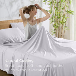 Aspire Homeware 100% Egyptian Cotton Flat Sheet Deep Coverage Ultracool Flat Bedding White Sheet Super King, (L)310Cmx(W)270Cm - thumbnail 2