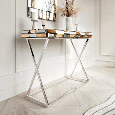 CARME Home Knightsbridge Mirrored Console Table Rosegold Silver - image 1