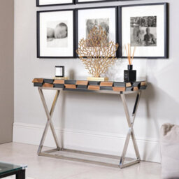 CARME Home Knightsbridge Mirrored Console Table Rosegold Silver - thumbnail 4