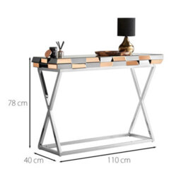 CARME Home Knightsbridge Mirrored Console Table Rosegold Silver - thumbnail 5