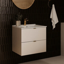 Impact Furniture Bathroom Vanity Unit With Basin Beige 600mm Floating Drawer Wall Sink Cabinet Cashmere Dalia - thumbnail 1