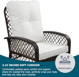 3 Pcs Garden Furniture Set, Swivel Wicker Bistro Set With Ice Bucket Table, Upholstered Lounge Chair Set - thumbnail 5