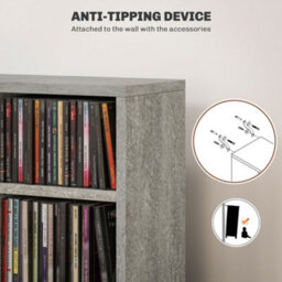Homcom Set Of 2 Cd Storage Units With Adjustable Shelves, Cement Grey - thumbnail 7