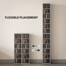 Homcom Set Of 2 Cd Storage Units With Adjustable Shelves, Cement Grey - thumbnail 5