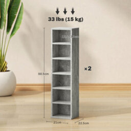 Homcom Set Of 2 Cd Storage Units With Adjustable Shelves, Cement Grey - thumbnail 3