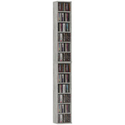 Homcom Set Of 2 Cd Storage Units With Adjustable Shelves, Cement Grey - thumbnail 2