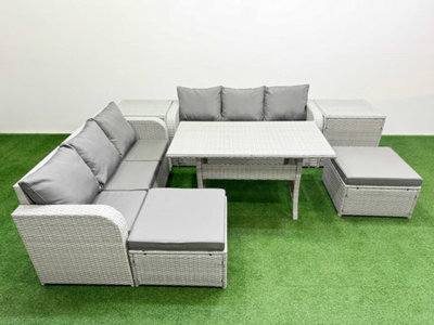 Fimous Outdoor Garden Furniture Sets 8 Seater Wicker Rattan Furniture Sofa Sets High Back Lounge Sofa Big Footstool 2 Side Table - image 1