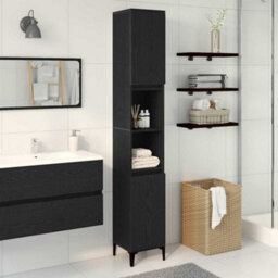 Walplus Bathroom Cabinet Black Oak 30 X 30 X 190 Cm Engineered Wood - thumbnail 1