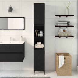 Walplus Bathroom Cabinet Black Oak 30 X 30 X 190 Cm Engineered Wood - thumbnail 4
