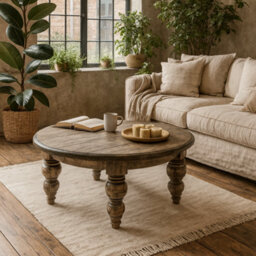 Wyld Haus Montaine Midcentury Round Brown Wood Coffee Table - thumbnail 1