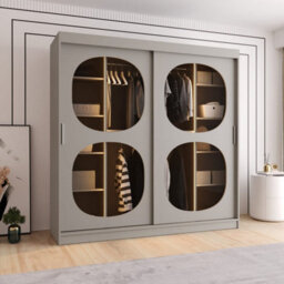 Arte Bahrain Ii Cashmere Sliding Door Wardrobe 200Cm - Smoked Glass, Calm Storage - thumbnail 3