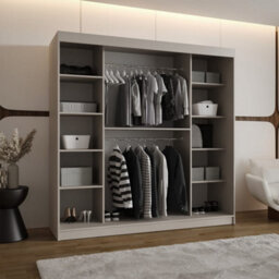 Arte Bahrain Ii Cashmere Sliding Door Wardrobe 200Cm - Smoked Glass, Calm Storage - thumbnail 4