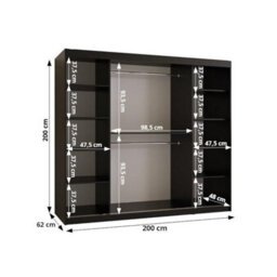 Arte Bahrain Ii Cashmere Sliding Door Wardrobe 200Cm - Smoked Glass, Calm Storage - thumbnail 6
