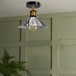 Ledsone Semi Flush Mount Ceiling Light 22Cm Metal Shade Satin Nickel For Kitchen Living Room Bedroom Hallway - thumbnail 4
