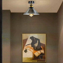 Ledsone Semi Flush Mount Ceiling Light 22Cm Metal Shade Satin Nickel For Kitchen Living Room Bedroom Hallway - thumbnail 3