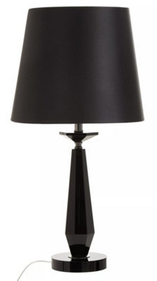 Orsina Black Crystal Table Lamp With Metal Base, Round Shade Bedside Light, Distinctive Decorative Accent Lighting - image 1