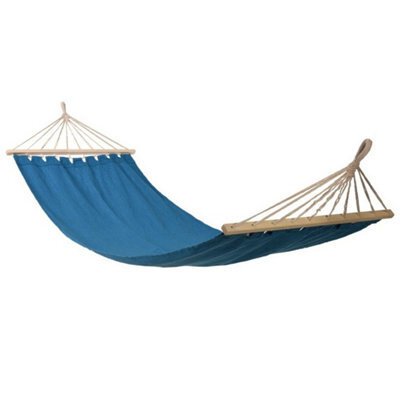 Outdoor Garden Blue Hanging Swinging Canvas Hammock Camping Travel Bed Lounger - image 1