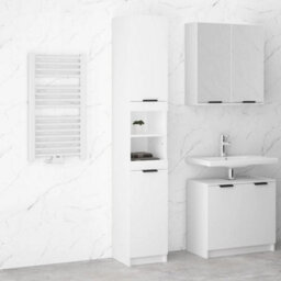 Berkfield Durable Bathroom Cabinet White 32X34X188.5 Cm Engineered Wood - thumbnail 2