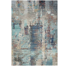 Loomed Blue Abstract Soft Distressed Fireside Living Area Rug 240Cm X 330Cm - thumbnail 1