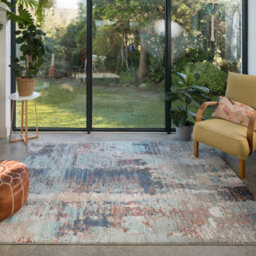 Loomed Blue Abstract Soft Distressed Fireside Living Area Rug 240Cm X 330Cm - thumbnail 6