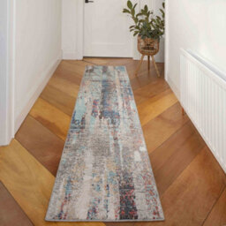 Loomed Blue Abstract Soft Distressed Fireside Living Area Rug 240Cm X 330Cm - thumbnail 9